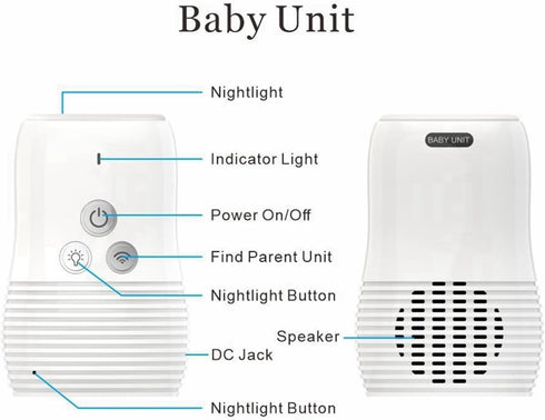 Kopinma 2-Way 2.4GHz Baby Audio Monitor Talk Baby Intercom Wireless Night Light Home Child Safety Device US-Plug Easy