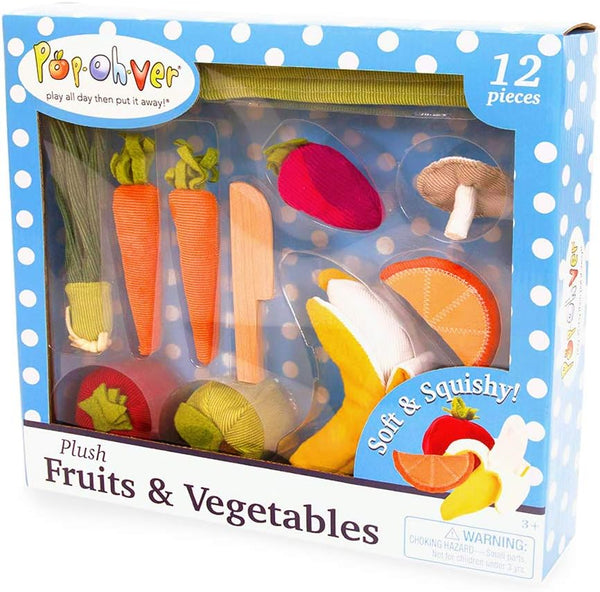POPOHVER 12 Piece Plush Fruits & Vegetables Kitchen Play Set - Comes with