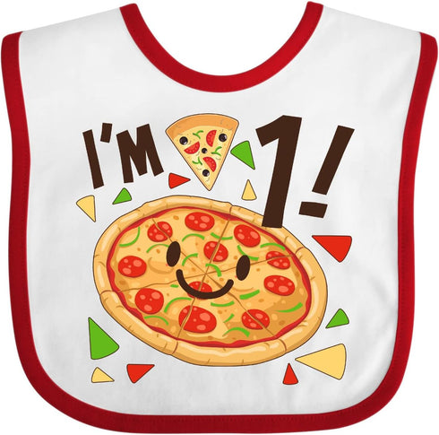 inktastic I'm 1 Pizza Birthday Party Baby Bib