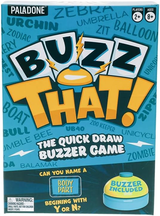 Buzz That by Paladone: Fast-Paced Word Game for 2+ Players with Fun Gameshow Buzzer