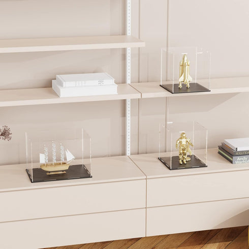 SVENJBB 11x9x11 Inch Acrylic Display Case, Cube Acrylic Boxes for Display, Clear Display Cases with Matte Black Base