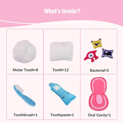 vocheer Educational Plush Toy, Preschool Montessori Educational Toys for Kids, Teaching Kid How to Protect Teeth