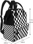 LYPZMET Backpack Black White Checkered Diaper Bag For Baby Girls, Mom Waterproof Large Nappy Bags For Women