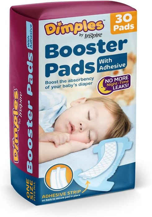 Inspire Dimples Booster Pads, Baby Diaper Doubler with Adhesive - Boosts Diaper