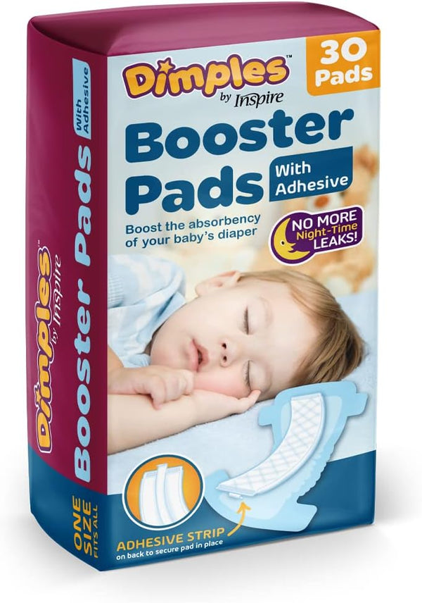Inspire Dimples Booster Pads, Baby Diaper Doubler with Adhesive - Boosts Diaper