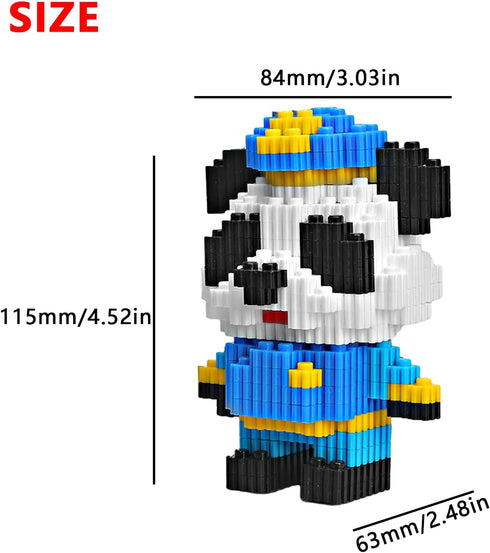Larcele Micro Building Blocks Animal Set, DIY Mini 3D Building Toy Bricks,339 Dots KLJM-10 (Police Panda)