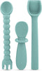 Ryan & Rose Ultimate Utensil Set of 3 Silicone Baby Spoons for Baby Led Weaning, Self Feeding, Seaglass