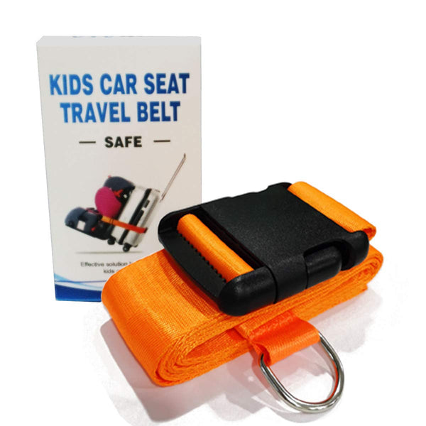 Car Seat Belt Strap to Suitcase, Convert Kid Car Seat to Airport Stroller Carrier, Safe Travel Solution, Orange