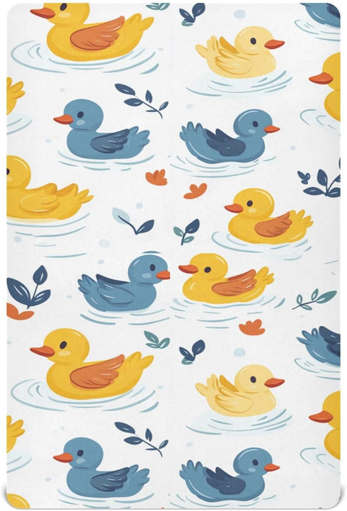 Caikeny Fitted Crib Sheet for Boys Girls Cute Ducks Baby Crib Sheets Polka