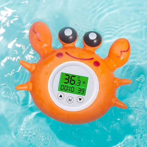 Wemay Bath Thermometer with Room Temperature Tri-color Backlit Display Fahrenheit and Celsius Lovely Crab Shape float