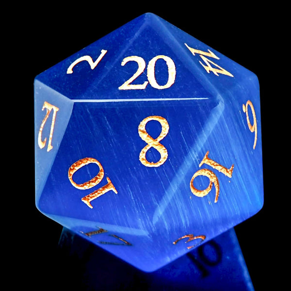 FTNNGIME 1PCS Gem D20 DND Dice - 25mm 20 Sided Crystal Cat Eye