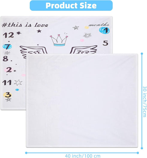 2-Piece (30 40 Inch) Macarrie Sublimation Blanket - Baby Swaddle & Receiving Blanket - Fuzzy, DIY Backdrop x