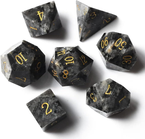 Natural Gemstone DND Dice Set, 7 Pcs Labradorite Handmade Polyhedral D&D Dice with Gift Box for Role Playing Games