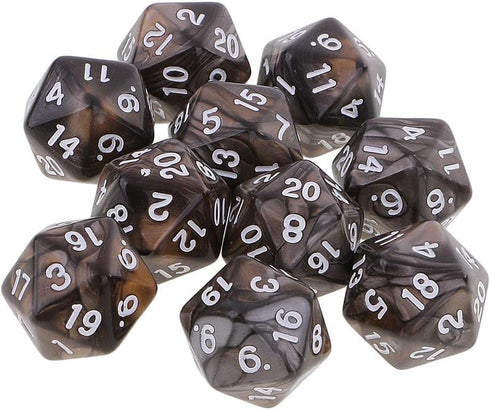 Yiotfandoll 10PCS Polyhedral Dice D20 Dice 20mm Acrylic 20 Sided Dice Game Dice