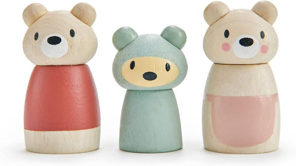 Tender Leaf Toys Bear Tales Wooden Dollhouse Add-on Playset - 3 Pcs Bear Family Figures