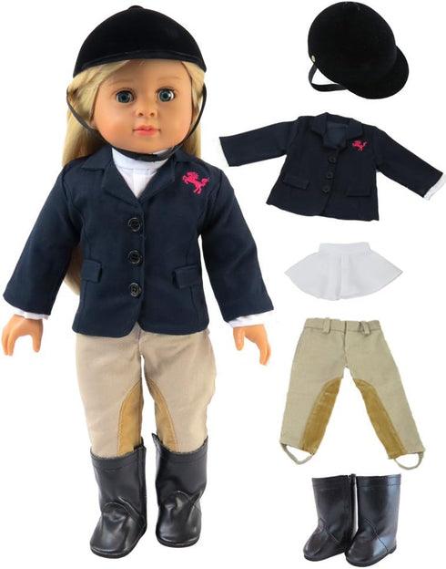 American Fashion World Riding Outfit for 18-Inch Dolls | Helmet and Boots