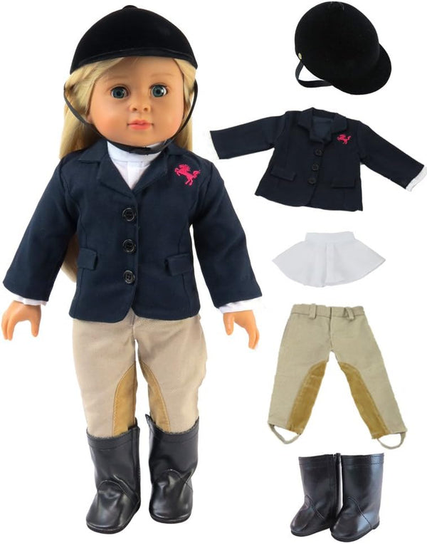 American Fashion World Riding Outfit for 18-Inch Dolls | Helmet and Boots