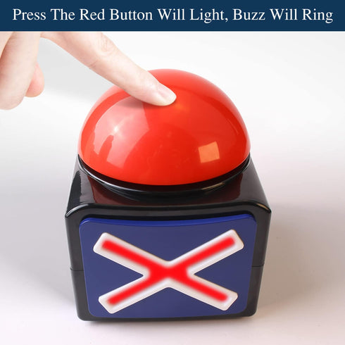 BEAN LIEVE Game Buzzer 4 Pack - Trivia Quiz Buzzer with Lights and Sound, Red Buttons for Game Show