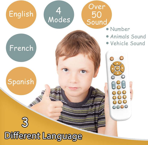 Baby TV Remote Control Toy - Musical Learning Toy with Sound and Light for Toddlers 6-36 Months, White