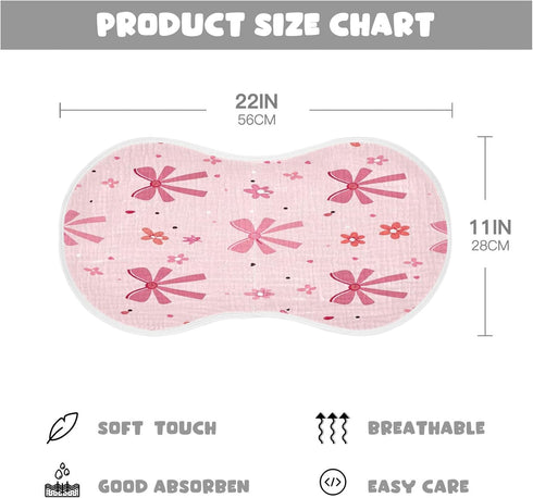 YETTASBIN Bow Pink Muslin Baby Burp Cloth, Super Soft Absorbent Cotton Burp Rag Baby Bibs Feeding Cloth for Newborn