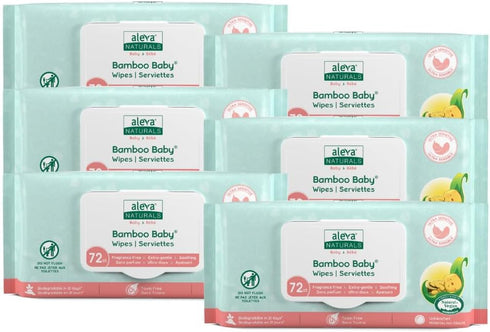 Aleva Naturals Bamboo Baby Sensitive Wipes | Unscented | Extra Strong and