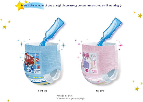 Unicharm Night Pants - Japanese Diapers for Extra Sensitive Skin, Prevents Leakage, Less Pressure on Baby's Tummy (L
