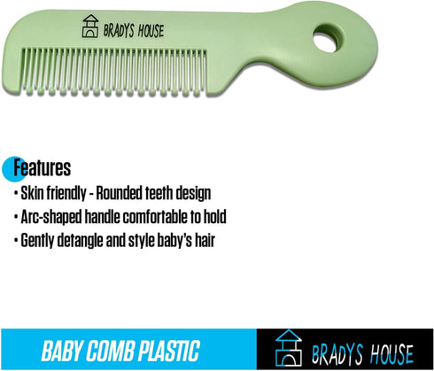 3 Piece Baby Hair Brush & Comb Set for Newborns - Soft Goat Bristle Brush, Silicone Bath Brush & Plastic Comb