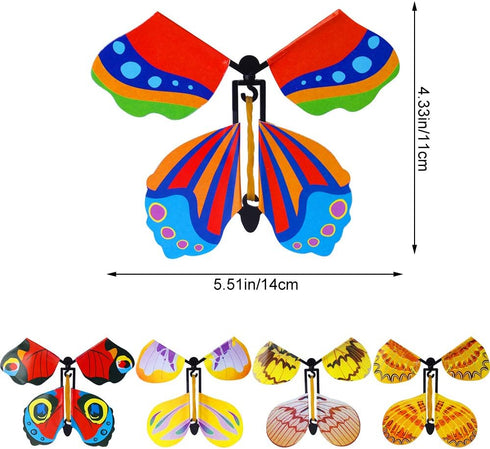 Outee 10 Packs Flying Butterfly Card Surprise, Wind Up Butterfly Gift Toy for Teacher Appreciation and Xmas Gifts
