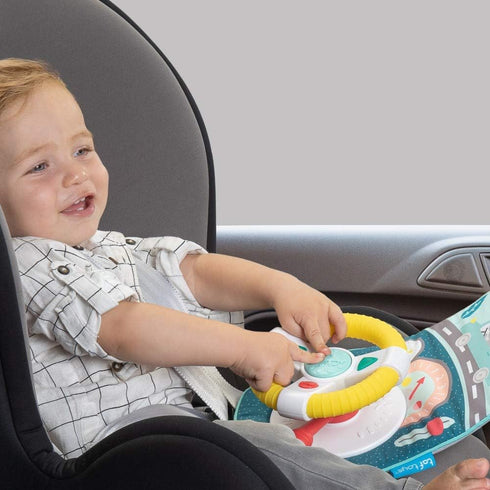 Baby Car Seat Toys for Infants, Steering Wheel with Music Lights & Mirror, Car Seat Toy for Babies 6 to 12 Months