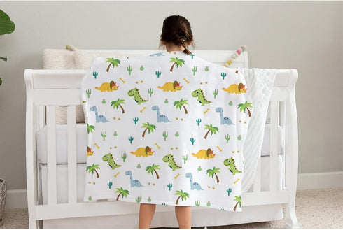 SqtmuHLuo 60x80inch Dinosaur Kids Baby Blanket for Boys Girls Dinosaur Cactus Palm Flannel Fleece Nursery Bed Blankets