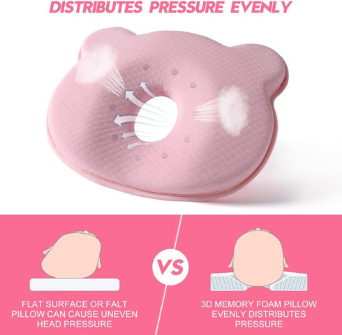 iranc Cozy Memory Foam Travel Pillow,Portable Cute Cartoon Bear Soft and Pillow (Pink)
