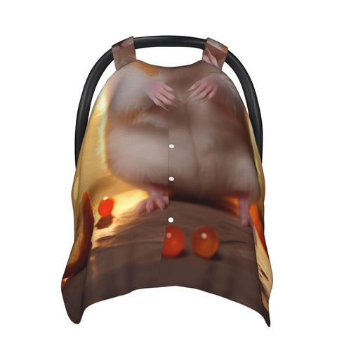 Zhbvncp Cute Hamster Baby Car Seat Cover & Breastfeeding Nursing Cover - Breathable Stretch Fabric Multi-Use Nursing