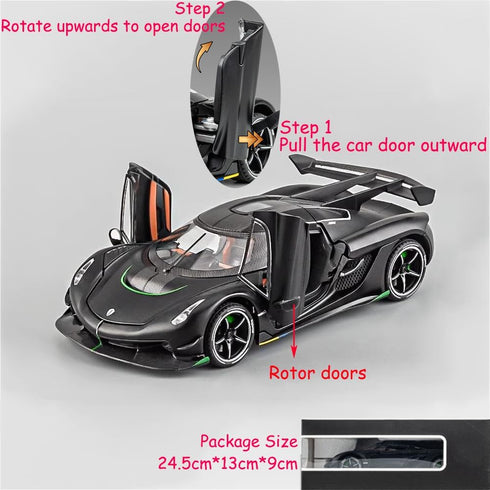 Toy Cars Model Koenigsegg Jesko 1/24 Black Alloy Collectibles, Die-cast Vehicles with Sound and Light