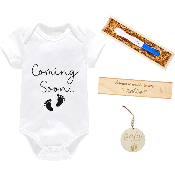 ENERHOPE Surprise Pregnancy Announcements for Dad Pregnancy Test Keepsake Box Wooden Baby Announcement