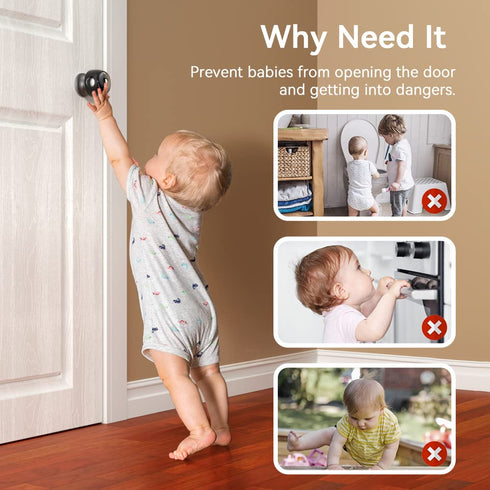 EUDEMON 4 Pack Updated Door Knob Cover, Childproof Safety Lock for Kids, Clear-Black