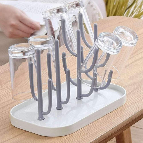 Baby Essentials Bottle Drying Rack, Detachable Holder for Nipples, Cups, Pump Parts, and Accessories (Gray)