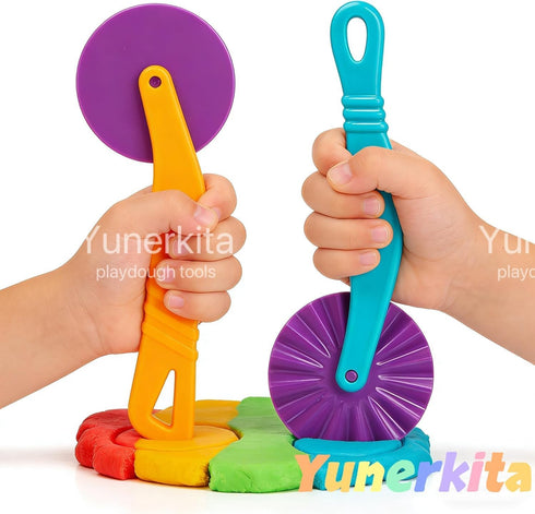 Jaeespon Set 3+ Dough Tools Play for Kids-Dough Accessories Molds Dinosaur Fruit Roller Cutter Scissor and Storage Box