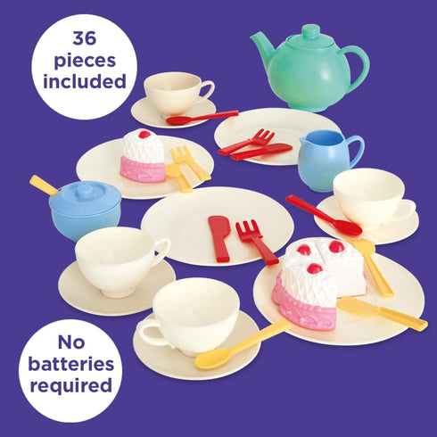 36-Piece Set Playset Playset 3+ Casdon Tea - Colorful Toy with Teapot, Milk Jug, Cups & Saucers, Cake, & More
