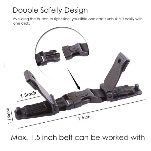 G Ganen Universal Child Chest Harness Clip, Anti-Slip Baby Chest Clip Guard for Seats, Strollers (Black, Set of 1)