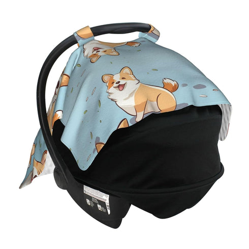KKLWEGU Corgi Pattern Corgi Pattern Baby Car Seat Canopy Cover, Multi Use Breathable Nursing Breastfeeding Covers