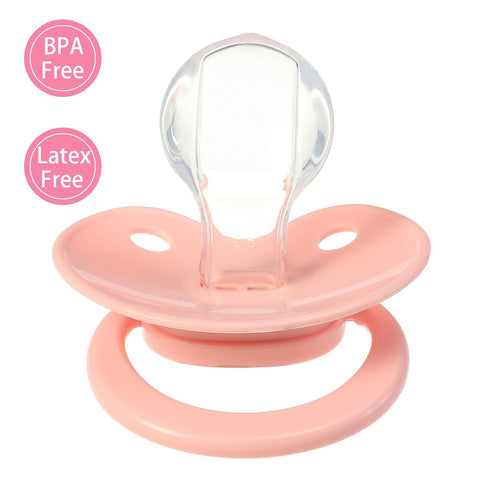 Cute Silicone Adult Pacifiers Pink: Big Shield Binky for Anxiety - Large Size Butterfly Shaped Paci with Handle Dragon