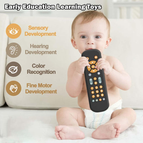 Baby TV Remote Control Toy with Music, Sound, and Light, Realistic Educational Learning Toy for 6-36 Months Boys and