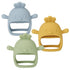 Socub 3 Pack Silicone Baby Teether Toys, Olive, Dusty Blue, Mango, BPA Free Anti-Drop Mitten for Soothing Gums