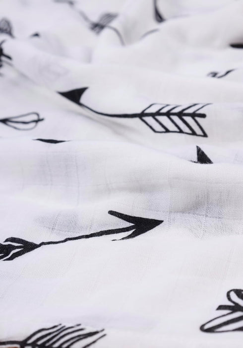 Muslin Swaddle Blanket, 2 Pack Unisex Soft Silky Gender Neutral Receiving Blanket, 47 x 47 Inches, Black and White