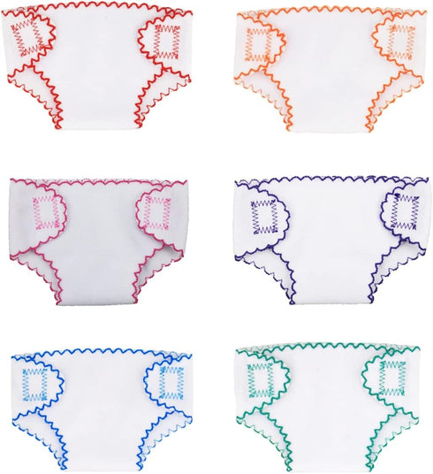 Toyvian 6pcs Doll Diapers, Baby Doll Diaper Bag & Accessories, Reusable DIY Doll Underwear