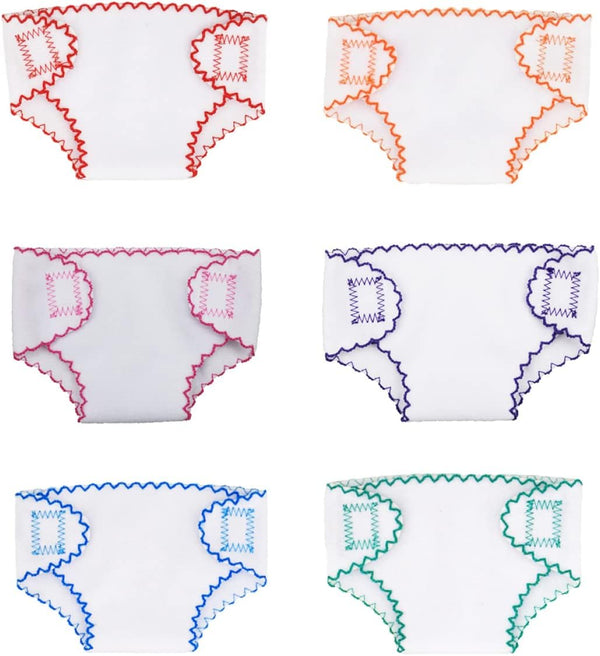 Toyvian 6pcs Doll Diapers, Baby Doll Diaper Bag & Accessories, Reusable DIY Doll Underwear