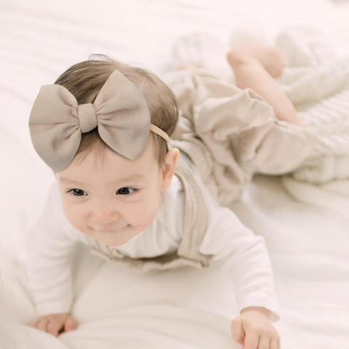 YanJie 3 Pcs Soft Nylon Headbands for Baby Girls - Hair Bow Hair Accessories for Newborn Infant Toddler Kids