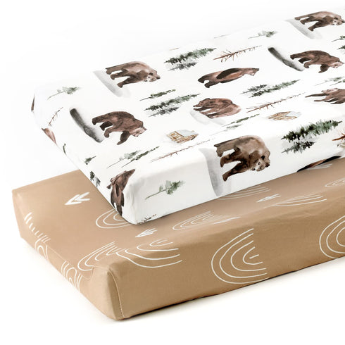 GRSSDER Stretch Ultra Soft Jersey Knit Changing Pad Covers Set 2 Pack,