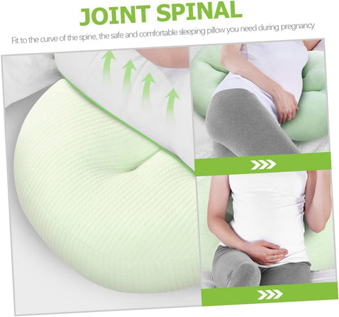 Pregnancy Support Pillow Shaped Maternity Cushion for Side Sleeping Abdominal and Lumbar Support for Travel Office