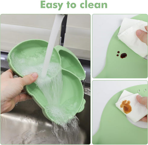 mraisebossup Set 15 Silicone Baby Feeding PcsBaby Spoons Suction Bowl Divided Plate Bib Cup Finger Brush Training
